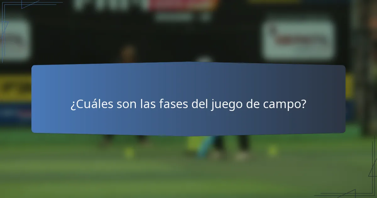 ¿Cuáles son las fases del juego de campo?